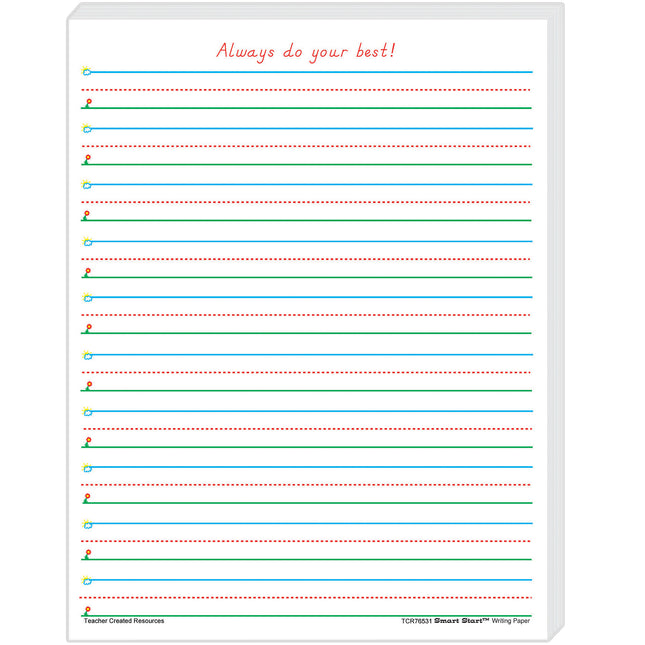 Smart Start 1-2 Writing Paper: 100 Sheets