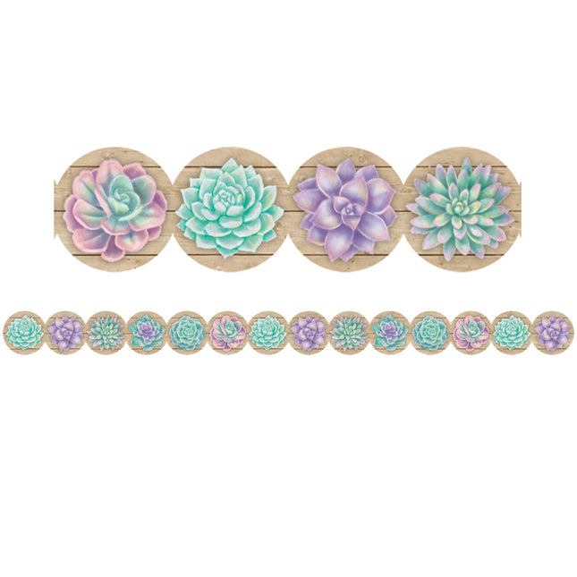 Rustic Bloom Succulents Die-Cut Border Trim