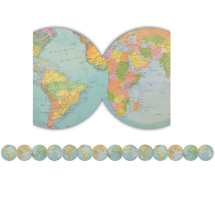 Travel the Map Globes Die-Cut Border