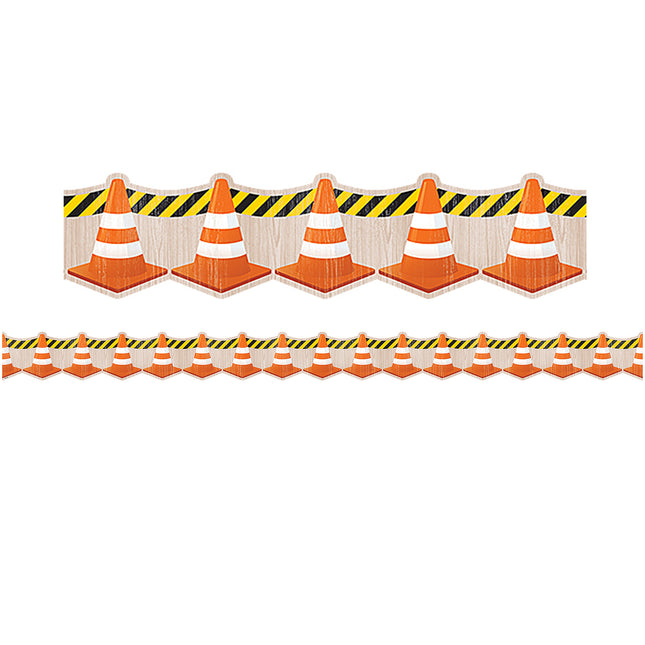 Under Construction Cones Die-Cut Border Trim