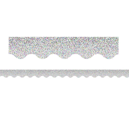 Silver Sparkle Scalloped Border Trim