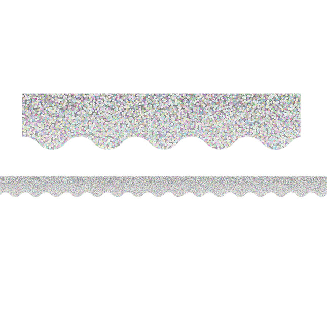 Silver Sparkle Scalloped Border Trim