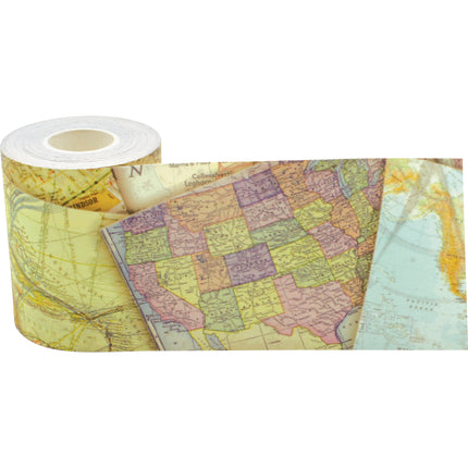 Travel the Map Straight Rolled Border