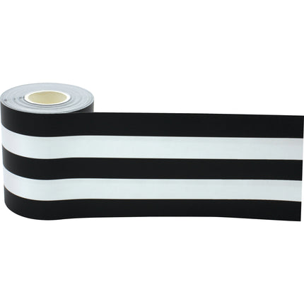 Black & White Stripes Straight Rolled Border Trim