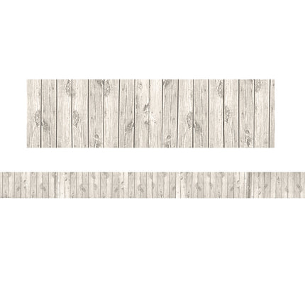 White Wood Design Straight Rolled Border Trim
