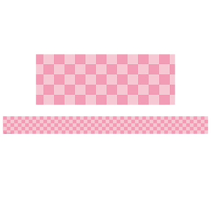 Pink Checkers Straight Border Trim Cool For School