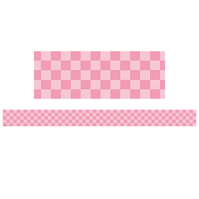 Pink Checkers Straight Border Trim Cool For School