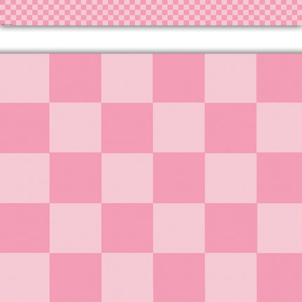 Pink Checkers Straight Border Trim Cool For School