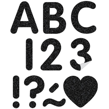 Black Glitz 2in Adhesive Letters Uppercase