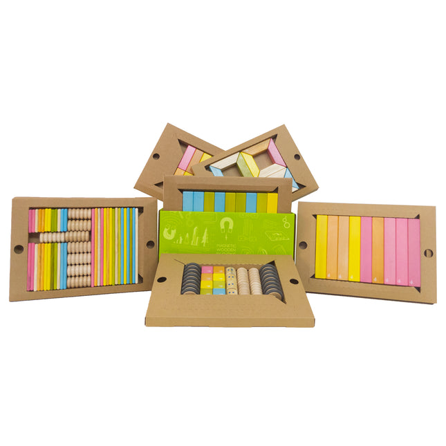 Classroom Magnetic Wooden Block Kit, 130 Pieces
