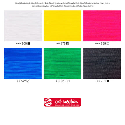 Acrylic Set 6 X 12ml Primary Talens Art Creation