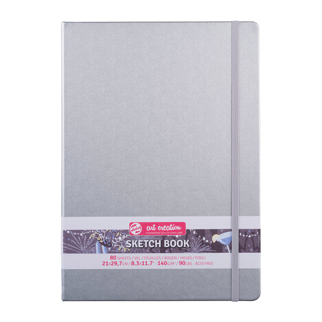 Sketchbook, 80 Sheets, Shiny Silver Cover