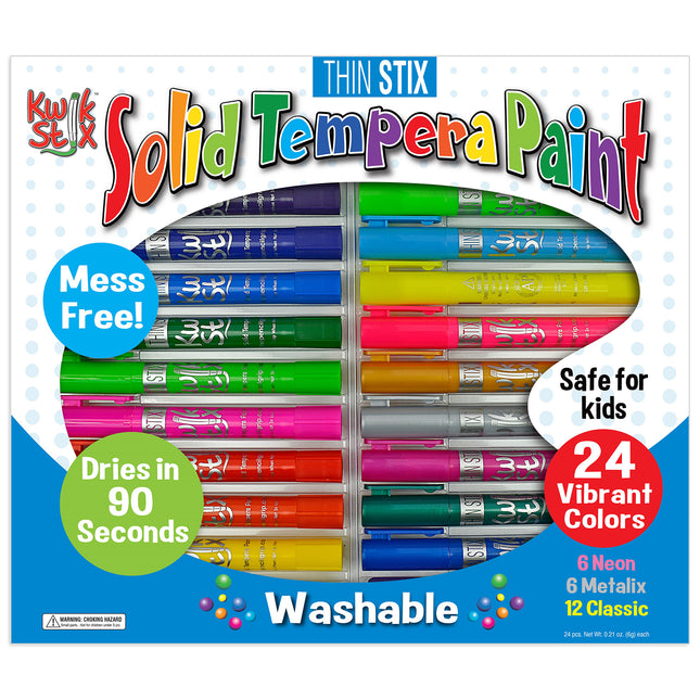 Thin Stix Solid Tempera Paint Set (Classic, Neon, Metallic)