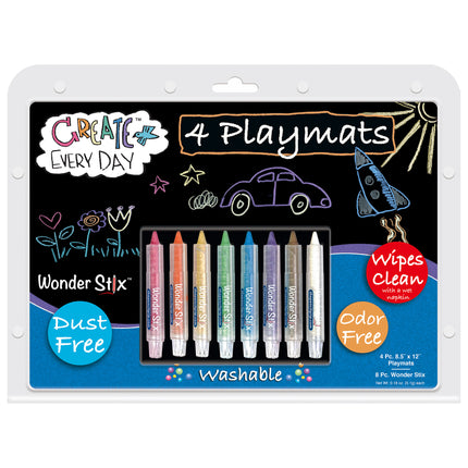 Black Board Playmat Kit with 8 Wonder Stix, 4 Boards