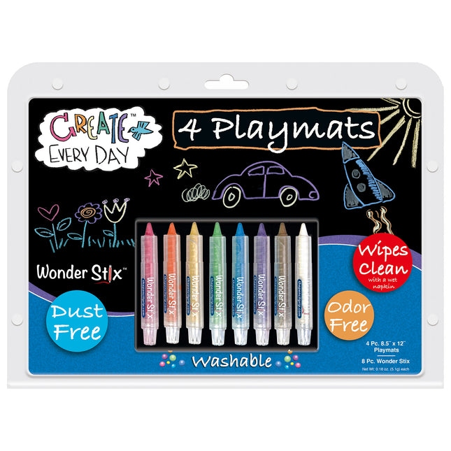 Black Board Playmat Kit with 8 Wonder Stix, 4 Boards