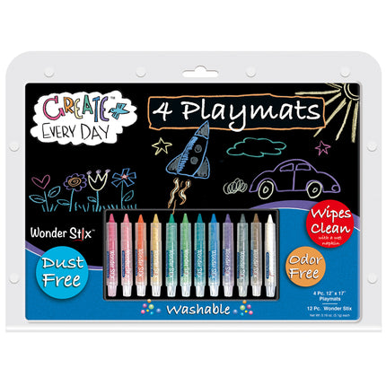 Black Board Playmat Kit with 12 Wonder Stix, 4 Boards