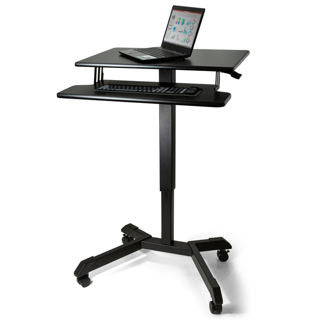 High Rise Mobile Adjustable Standing Desk with Keyboard Tray