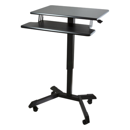 High Rise Mobile Adjustable Standing Desk with Keyboard Tray
