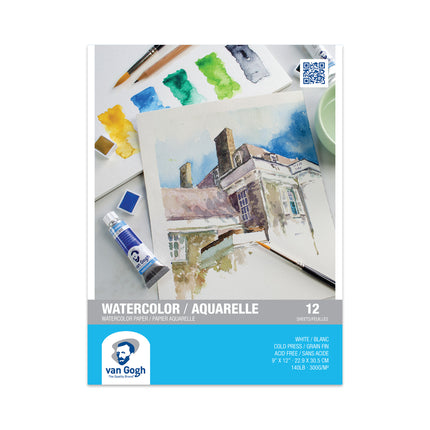 Watercolor Paper Pad 9x12in 140lb 12 Sheets
