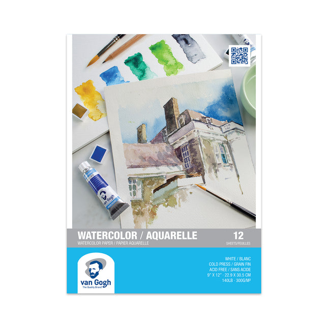 Watercolor Paper Pad 9x12in 140lb 12 Sheets