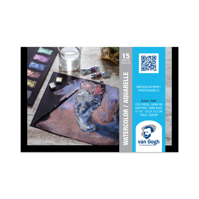 Watercolor Paper Pad 4x6in Black 140lb 15 Sheets