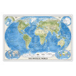 World Physical Map, Laminated, 45.75" x 30.5"