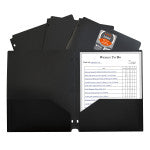 Two-Pocket Heavyweight Poly Portfolio Folder with Three-Hole Punch, Black, Each