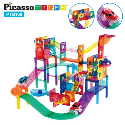 Picasso Tiles: 2-in-1 Magnetic Marble Run Set