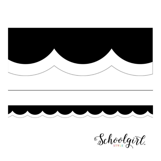 Black, White & Stylish Brights White & Black Wavy Line Trim