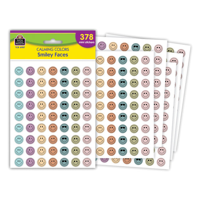 Smiley Faces Mini Stickers Calming Colors