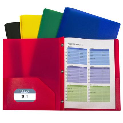 TWO POCKET POLY PORTFOLIOS WITH PRONGS