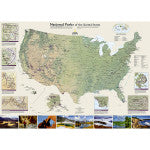 National Parks of the United States Map, Laminated, 42" x 30"