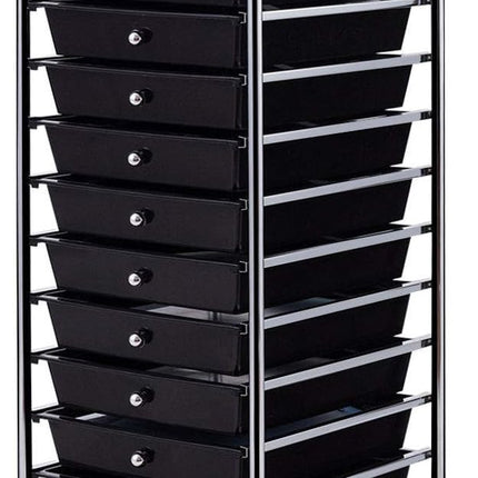 10-Drawer Rolling Cart (Black)