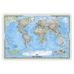 World Classic Map, Poster Size and Laminated, 36" x 24"