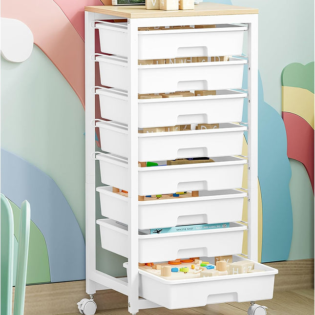 8-Drawer Rolling Cart (White)