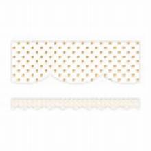 Simply Boho White with Gold Dots Trim